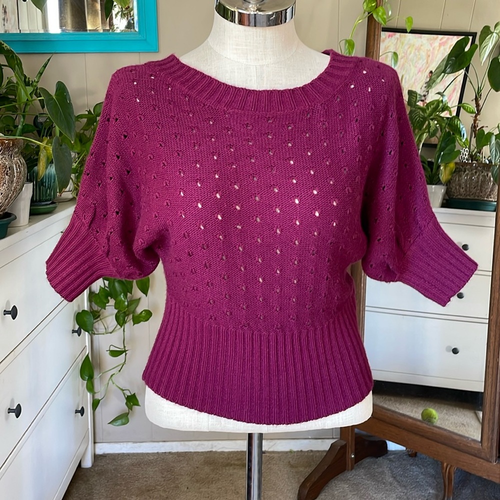 Take out burgundy sweater, women’s Large